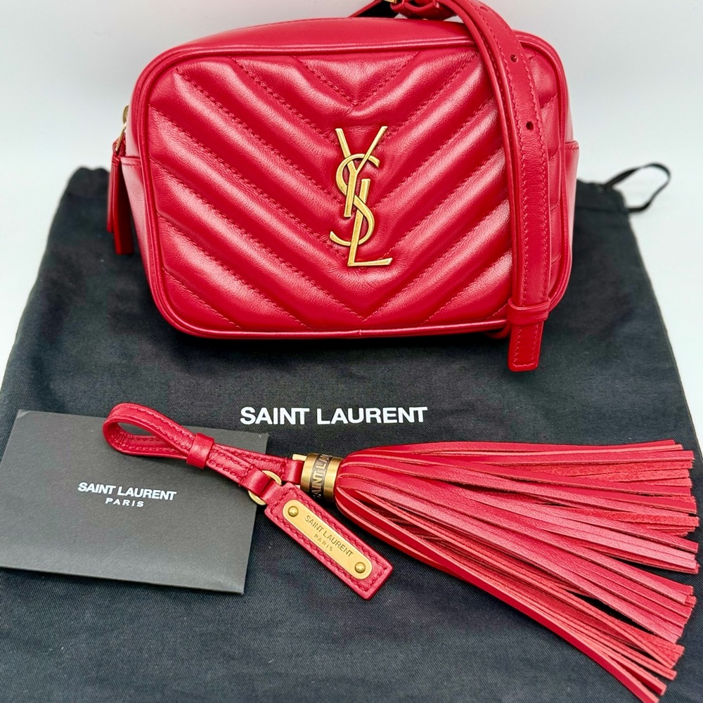 Saint Laurent Lou Mini Belt Bumbag Cherry Red Quilted Lambskin Crossbody